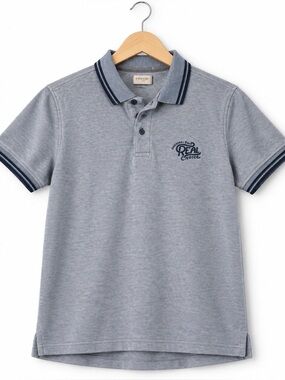 Chevignon Gray Piqué Tipped Polo Shirt Small NWOT